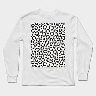 Trendy Black and White Leopard Print Pattern Long Sleeve T-Shirt